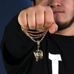 Baseball Glove Mitt Bat Pendant 30" Rope Chain Hip Hop Style 18k Gold Plated