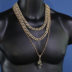 Baseball Picher Pendant 30" Rope Chain Hip Hop Style 18k Gold Plated