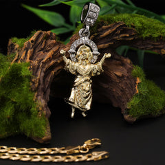 Catholic Child Jesus Pendant Cubic-Zirconia Gold Plated 18" Cuban Chain