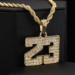 23 & Red 23 Shoe Pendant Men's Gold Plated 24 Rope Chain Hip-Hop Necklace