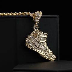 Copy of 23 & Clear 23 Shoe Pendant Men's Gold Plated 24 Rope Chain Hip-Hop Necklace