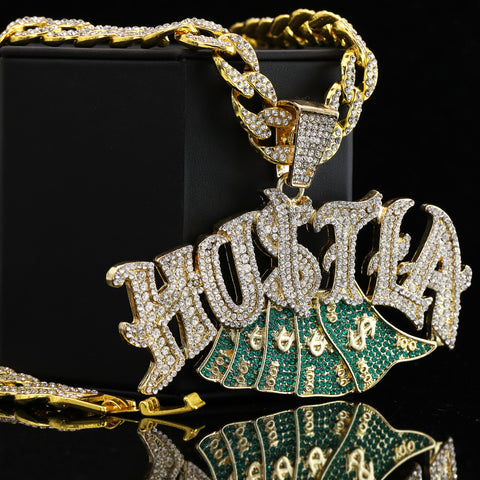 Large Jumbo Huge HUSTLA 14k Gold Plated 20" Cuban Chain Necklace