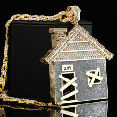 Large Jumbo Huge Stardust Bando House 14k Gold Plated 20" Cuban Chain Necklace