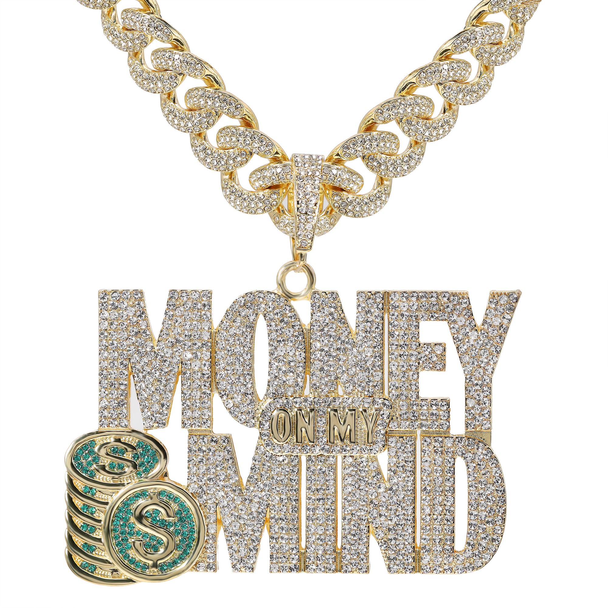 XXL Huge Money On My Mind House 14k Gold Plated 20" Cuban Thick Chain Box Clasp