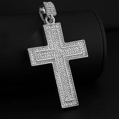 Two Cross Pendant Silver Plated ICED Two Tennis 18", 20" Chain Choker