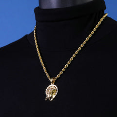 Jesus Halo Pendant Rope Chain 14k Gold Plated