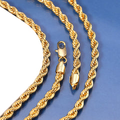 Thick Oval Mary Pendant Rope Chain 14k Gold Plated