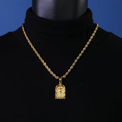 Jesus Temple Pendant Rope Chain 14k Gold Plated