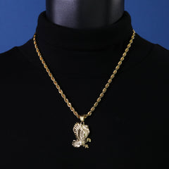 Eagle Pendant Rope Chain 14k Gold Plated