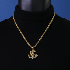Anchor Jesus Pendant Rope Chain 14k Gold Plated