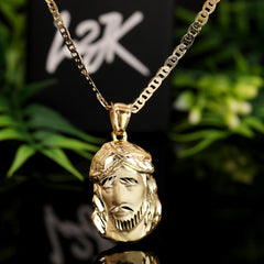 Jesus Face Pendant Mariner Chain 20" Gold Plated