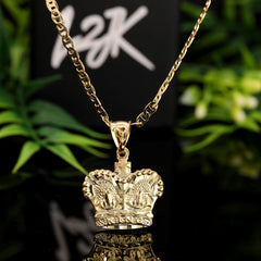King Crown Pendant Mariner Chain 14k Gold Plated