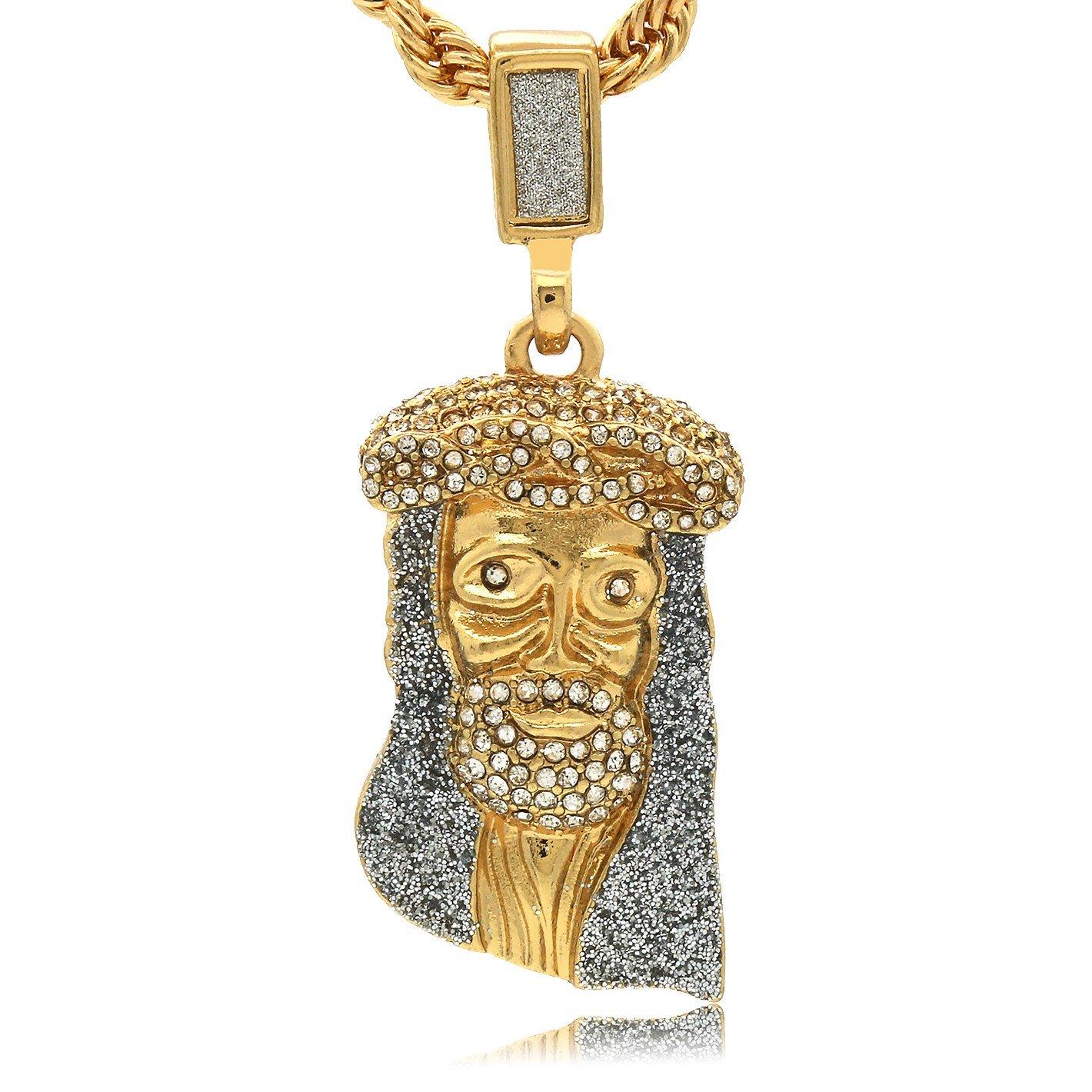 STARDUST CZ JESUS PENDANT WITH GOLD ROPE CHAIN
