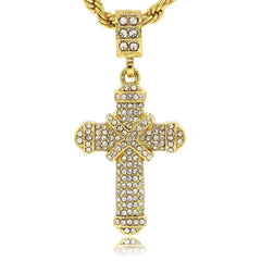 X CROSS PENDANT WITH GOLD ROPE CHAIN