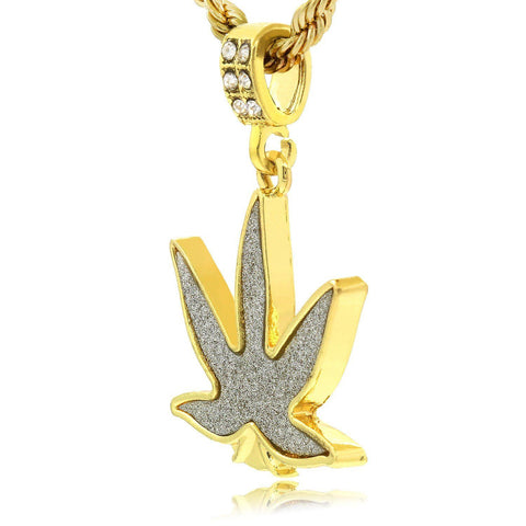 MARIJUANA STARDUST PENDANT WITH GOLD ROPE CHAIN