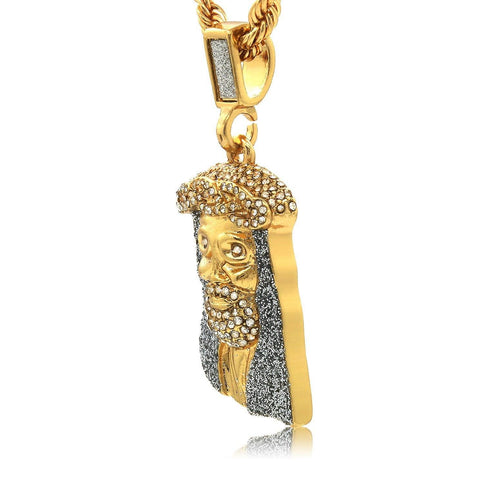 STARDUST CZ JESUS PENDANT WITH GOLD ROPE CHAIN