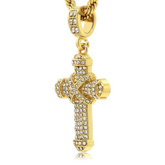 X CROSS PENDANT WITH GOLD ROPE CHAIN