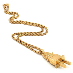 PLAIN PLUG PENDANT WITH GOLD ROPE CHAIN