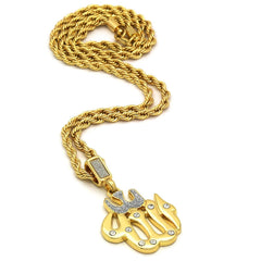 ALLAH PENDANT WITH GOLD ROPE CHAIN