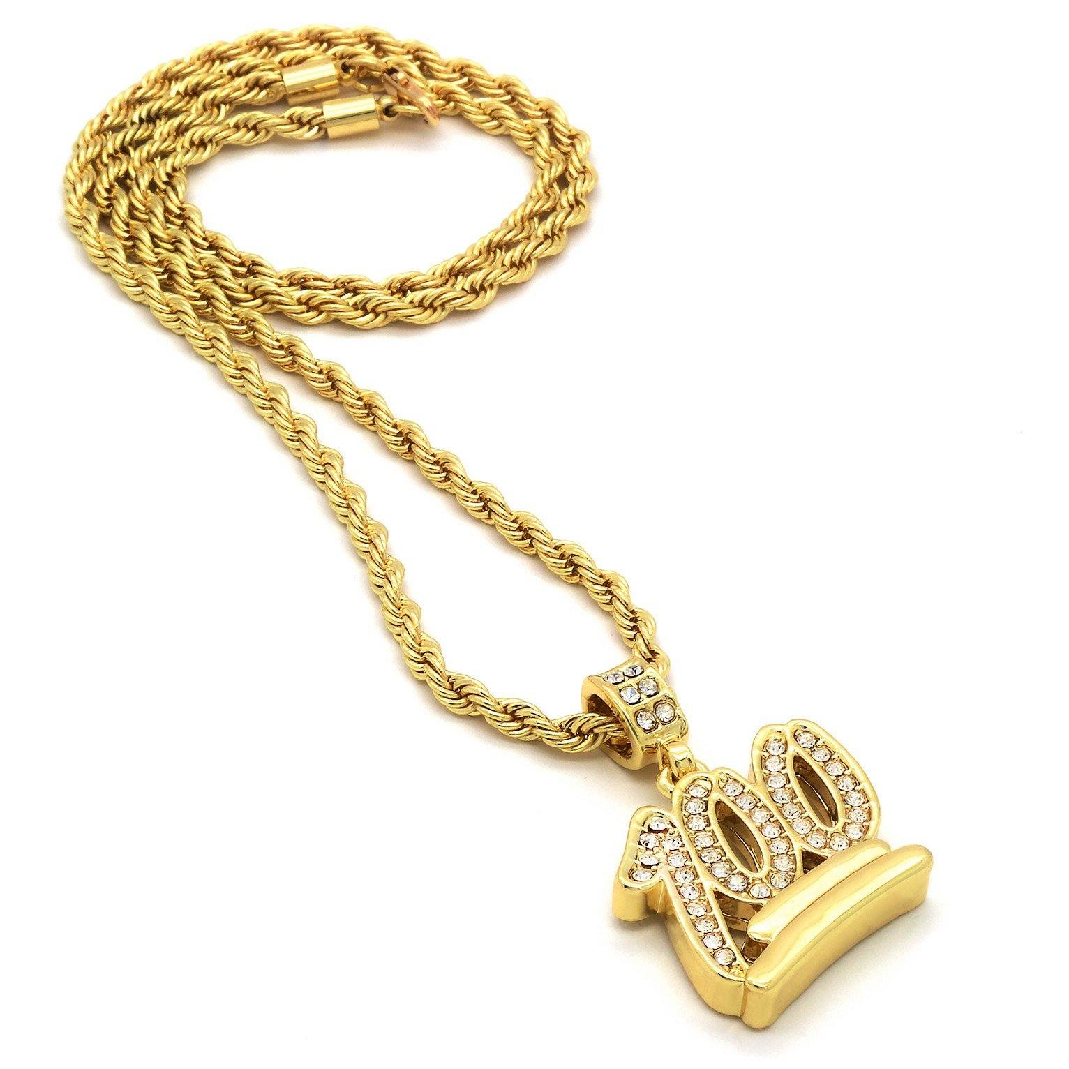 100 EMOJI PENDANT WITH GOLD ROPE CHAIN
