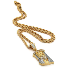 STARDUST CZ JESUS PENDANT WITH GOLD ROPE CHAIN
