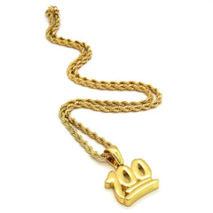 100 EMOJI PENDANT WITH GOLD ROPE CHAIN