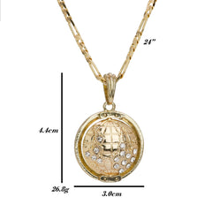 Iced Globe Spinner Pendant 24 Figaro Chain Hip Hop 18k Jewelry Necklace