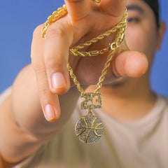 #23 Basketball Pendant Rope Chain Men's Hip Hop 18k Cz Jewelry Necklace Choker