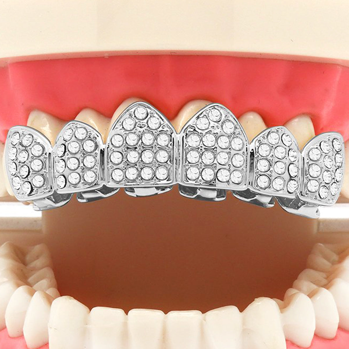 SILVER TOP GRILLZ FULL ICED OUT