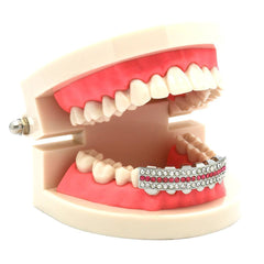SILVER BOTTOM GRILLZ 3 ROW PINK