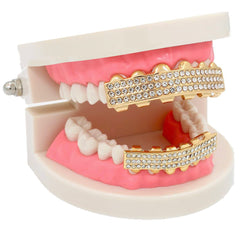GRILLZ SET GOLD 3 ROW CLEAR