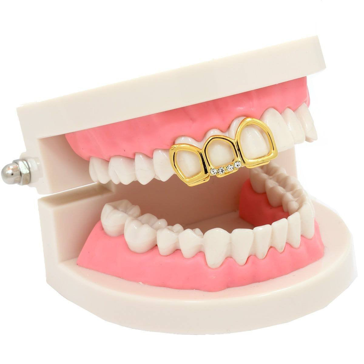 GOLD TOP GRILLZ  3 TOOTH OPEN