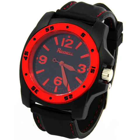 Black Red Silicone Band Watch