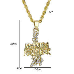 Iced Micro Mamba Forever 8/24 Pendant 24" Rope Chain Hip Hop Style 18k Gold PT