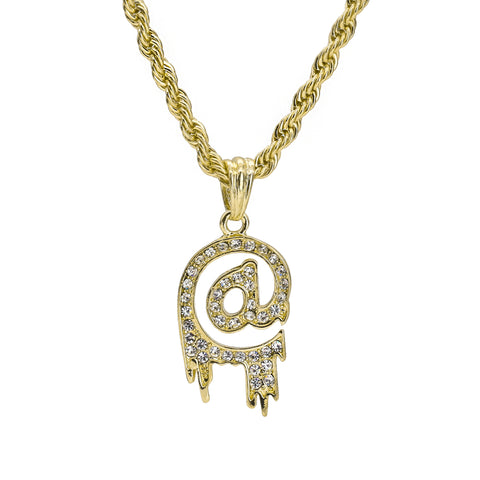 @ Symbol Pendant 24" Rope Chain Hip Hop Style 18k Gold Plated