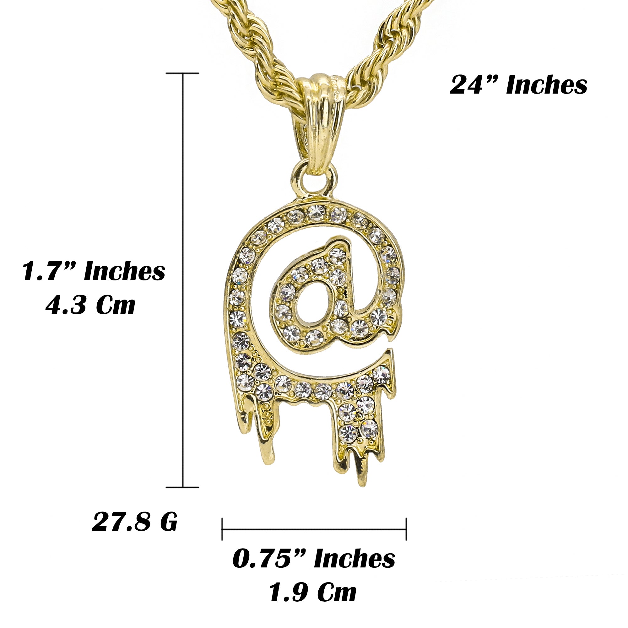 @ Symbol Pendant 24" Rope Chain Hip Hop Style 18k Gold Plated