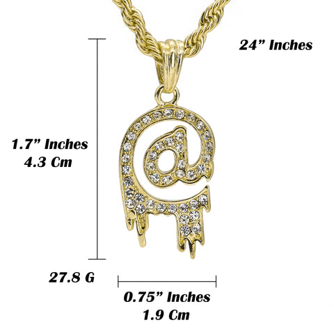 @ Symbol Pendant 24" Rope Chain Hip Hop Style 18k Gold Plated