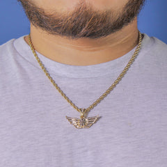 Winged Basketball Pendant Rope Chain Men's Hip Hop 18k Cz Jewelry Necklace Choker