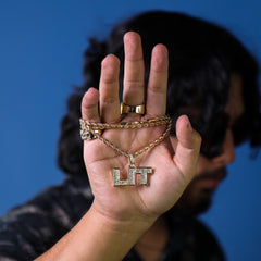 LIT Pendant 18K 24" Rope Chain Hip Hop Jewelry