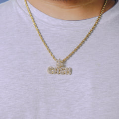 CASH Letter Pendant Rope Chain Men's Hip Hop 18k Cz Jewelry Necklace