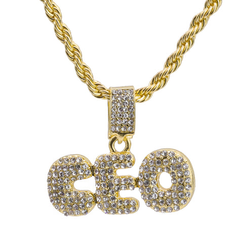 Ceo Pendant 24" Rope Chain Hip Hop Style 18k Gold Plated