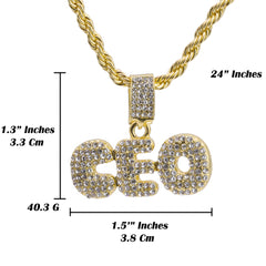 Ceo Pendant 24" Rope Chain Hip Hop Style 18k Gold Plated