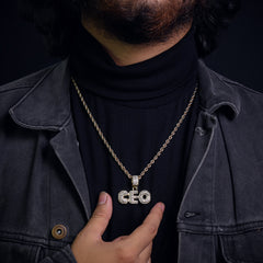 Ceo Pendant 24" Rope Chain Hip Hop Style 18k Gold Plated