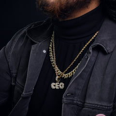 Ceo Pendant 24" Rope Chain Hip Hop Style 18k Gold Plated