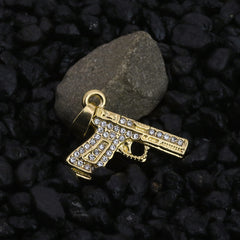 Iced Micro Gat Pendant 24" Rope Chain Hip Hop Style 18k Gold PT