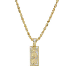 Cz Speaker Pendant 4mm 24" Rope Chain 18k Gold Plated