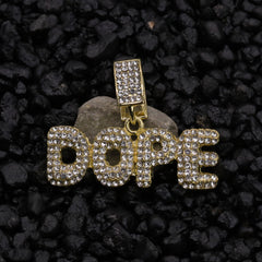 Dope Word Pendant 24" Rope Chain Hip Hop Style 18k Gold Plated