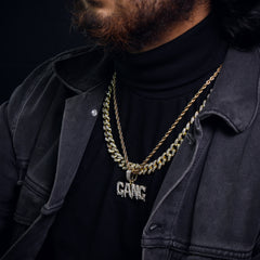 Drip Gang Word Pendant 24" Rope Chain Hip Hop Style 18k Gold Plated