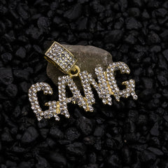 Drip Gang Word Pendant 24" Rope Chain Hip Hop Style 18k Gold Plated