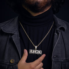 Drip Huncho Word Pendant 24" Rope Chain Hip Hop Style 18k Gold Plated